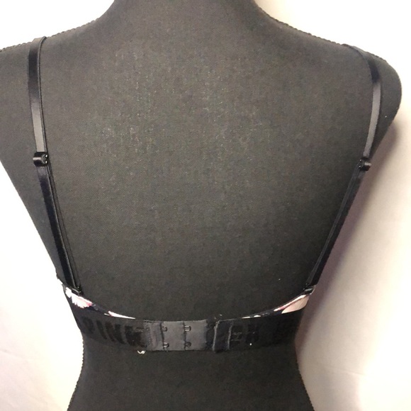 PINK VICTORIA’S SECRET black and pink floral padded push up bra. Size 34 B. - Picture 5 of 9